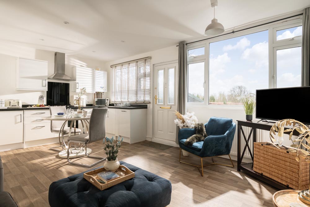 Dreamwood, a luxury, dog-friendly holiday chalet with a hot tub, sleeps two | Downwood Holidays, Dorset